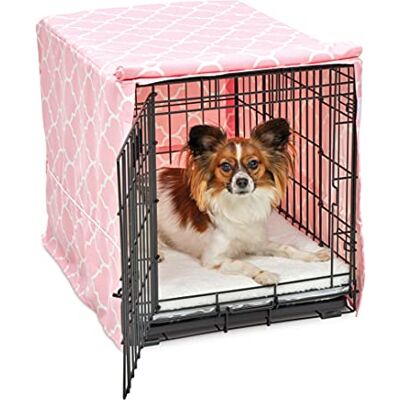 New World Huisdierproducten, hondenkennelhoes met teflon, stof beschermer, hondenkennelhoes geschikt voor Midwest hondenkennels van 60,96 cm, roze ontwerppatroon New World Huisdierproducten, hondenkennelhoes met teflon, stof beschermer, hondenkennelhoes geschikt voor Midwest hondenkennels van 60,96 cm, roze ontwerppatroon
