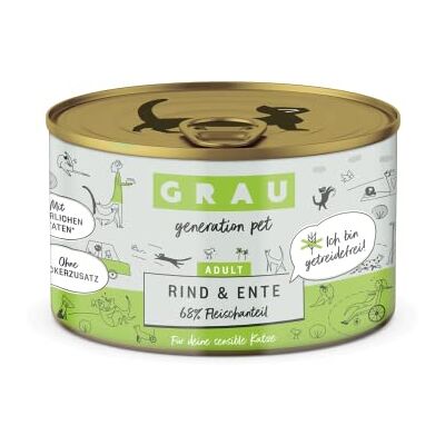 Grau het origineel Natvoer voor katten Rund & Eend, 6 verpakking (6 x 200 g), voor gevoelige volwassen katten Grau het origineel Natvoer voor katten Rund & Eend, 6 verpakking (6 x 200 g), voor gevoelige volwassen katten