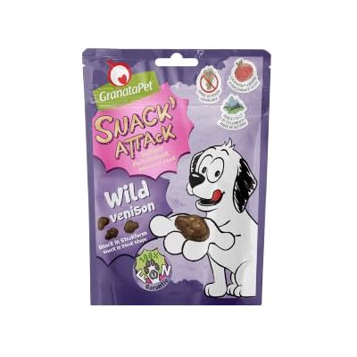 GranataPet Snack' Attack Wild, Hondensnacks zonder granen en zonder suikertoevoegingen, beloning voor speelse viervoeters, lekkernijen voor honden, zachte hondensnack, 100 g GranataPet Snack' Attack Wild, Hondensnacks zonder granen en zonder suikertoevoegingen, beloning voor speelse viervoeters, lekkernijen voor honden, zachte hondensnack, 100 g