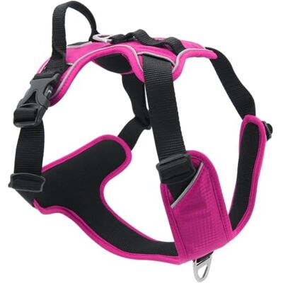 JACK AND VANILLA , Comfortabel en verstelbaar hondenharnas, modern fuchsia-design, praktische clips voor snel aankleden, duurzaam en duurzaam, maat XL, kleur fuchsia, model Expeditie JACK AND VANILLA , Comfortabel en verstelbaar hondenharnas, modern fuchsia-design, praktische clips voor snel aankleden, duurzaam en duurzaam, maat XL, kleur fuchsia, model Expeditie