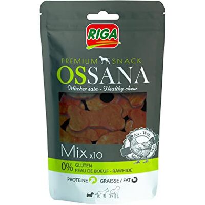 Riga Ossana, Mix x 10 – lekkernij voor honden om op te kauwen, 100% natuurlijk – op basis van rundvleesproteïne – laag vetgehalte – zonder gluten of rundvlees – smaak kip Riga Ossana, Mix x 10 – lekkernij voor honden om op te kauwen, 100% natuurlijk – op basis van rundvleesproteïne – laag vetgehalte – zonder gluten of rundvlees – smaak kip
