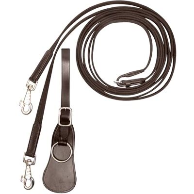 Imperial Riding Lusbeugel IRH Core, katoenen geweven teugel met karabijnhaak, 270 cm, bruin, 1SIZE Imperial Riding Lusbeugel IRH Core, katoenen geweven teugel met karabijnhaak, 270 cm, bruin, 1SIZE