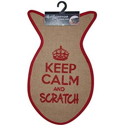 Wouapy Krabmat voor katten – vismat van sisal – krabmat – design en modieus – opschrift "Keep Calm and Scratch" – praktisch en antislip – rood Wouapy Krabmat voor katten – vismat van sisal – krabmat – design en modieus – opschrift "Keep Calm and Scratch" – praktisch en antislip – rood