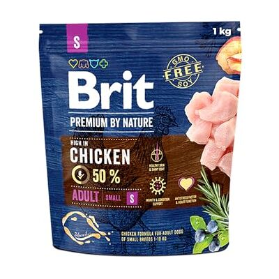 Brit Premium by Nature Adult S droogvoer voor kleine hondenrassen, ondersteunt de spijsvertering, gewrichten en afweerkrachten, 1 kg Brit Premium by Nature Adult S droogvoer voor kleine hondenrassen, ondersteunt de spijsvertering, gewrichten en afweerkrachten, 1 kg