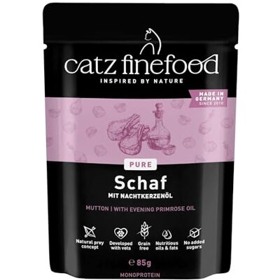 Catz finefood Purrrrr schaap monoprotein kattenvoer nat N° 113, voor voedingsgevoelige katten, 70% vleesaandeel, 16 x 85 g zak Catz finefood Purrrrr schaap monoprotein kattenvoer nat N° 113, voor voedingsgevoelige katten, 70% vleesaandeel, 16 x 85 g zak