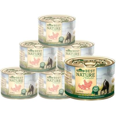 Dehner Best Nature Kattenvoer voor volwassenen, zalm en kip met rijst, 6 x 200 g (1,2 kg) Dehner Best Nature Kattenvoer voor volwassenen, zalm en kip met rijst, 6 x 200 g (1,2 kg)