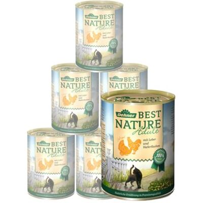 Dehner Best Nature Adult kattenvoer, gevogelte en lever, 6 x 400 g (2,4 kg) Dehner Best Nature Adult kattenvoer, gevogelte en lever, 6 x 400 g (2,4 kg)