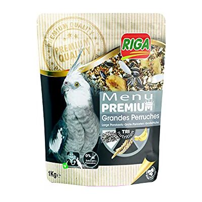 Riga Premium menu voor grote parkieten mix van granen, granen en plantaardige eiwitten Tri-Nutrition concept Bevordert een optimale darmfunctie Riga Premium menu voor grote parkieten mix van granen, granen en plantaardige eiwitten Tri-Nutrition concept Bevordert een optimale darmfunctie
