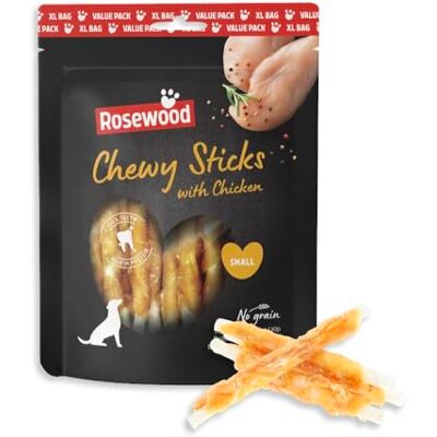Rosewood Chewy Sticks Kip Small Kauwsticks voor Honden met Kip, Runderhuid Snack, Ondersteunt Gebitsverzorging, Zonder Granen, Zonder Kunstmatige Toevoegingen, 500 g Rosewood Chewy Sticks Kip Small Kauwsticks voor Honden met Kip, Runderhuid Snack, Ondersteunt Gebitsverzorging, Zonder Granen, Zonder Kunstmatige Toevoegingen, 500 g