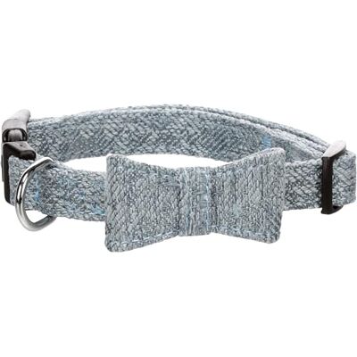 Flamingo Hond Halsband met strik Nelson Blauw XS 25-40cm 15mm Flamingo Hond Halsband met strik Nelson Blauw XS 25-40cm 15mm