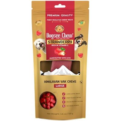 Dogsee Himalaya-Yak kaas tandverzorgingskauwsnack met aardbeien voor honden 130 g (1 grote kauwsnack) Voor een gezonde huid en gezonde vacht Zonder granen, zonder gluten Geurloze Dogsee Himalaya-Yak kaas tandverzorgingskauwsnack met aardbeien voor honden 130 g (1 grote kauwsnack) Voor een gezonde huid en gezonde vacht Zonder granen, zonder gluten Geurloze