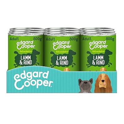Edgard & Cooper Edgard Cooper Natvoer voor honden (lam en rundvlees, 800 g x 6), hondenvoer nat 800 g graanvrij, natuurlijke ingrediënten en vers vlees, vol essentiële aminozuren Edgard & Cooper Edgard Cooper Natvoer voor honden (lam en rundvlees, 800 g x 6), hondenvoer nat 800 g graanvrij, natuurlijke ingrediënten en vers vlees, vol essentiële aminozuren