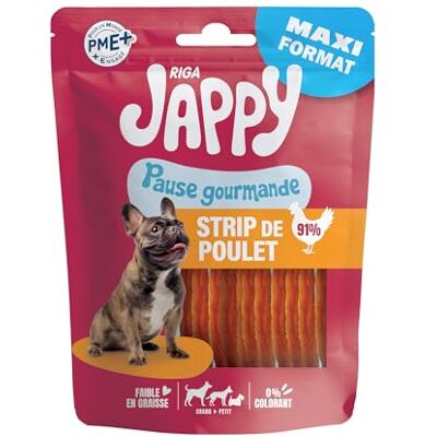 Riga Jappy Strip van kip – hondenlekkernijen – rijk aan kip – rijk aan eiwitten – laag vetgehalte – zonder kleurstoffen of additieven – ideale beloningen – maxi-formaat – 300 g Riga Jappy Strip van kip – hondenlekkernijen – rijk aan kip – rijk aan eiwitten – laag vetgehalte – zonder kleurstoffen of additieven – ideale beloningen – maxi-formaat – 300 g