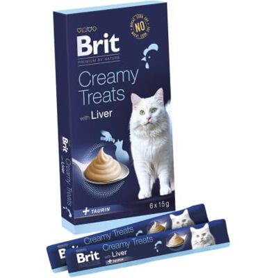Brit Premium by Nature Creamy kattenlekkernijen met lever, 6 x 15 g Romige lekkernijen, met lever, rijk en onweerstaanbaar, perfect als beloning, caloriearm, verrijkt met taurine Brit Premium by Nature Creamy kattenlekkernijen met lever, 6 x 15 g Romige lekkernijen, met lever, rijk en onweerstaanbaar, perfect als beloning, caloriearm, verrijkt met taurine