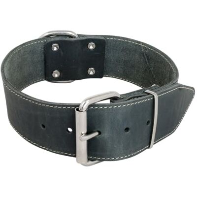 JACK AND VANILLA Brede halsband voor honden van vet leer voor middelgrote en grote honden Robuust, duurzaam, zacht aanvoelend, moderne look, grijs, afmetingen 30 mm x 50 cm JACK AND VANILLA Brede halsband voor honden van vet leer voor middelgrote en grote honden Robuust, duurzaam, zacht aanvoelend, moderne look, grijs, afmetingen 30 mm x 50 cm