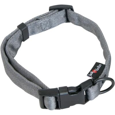 JACK AND VANILLA , Hondenhalsband, model Comfort Tube nylon, kleur: grijs, maat 15 mm x 24-35 cm JACK AND VANILLA , Hondenhalsband, model Comfort Tube nylon, kleur: grijs, maat 15 mm x 24-35 cm