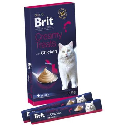 Brit Premium by Nature Creamy kattenlekkernijen met kip, 6 x 15 g Romige lekkernijen, met kip, rijk en onweerstaanbaar, perfect als beloning, caloriearm, verrijkt met taurine Brit Premium by Nature Creamy kattenlekkernijen met kip, 6 x 15 g Romige lekkernijen, met kip, rijk en onweerstaanbaar, perfect als beloning, caloriearm, verrijkt met taurine