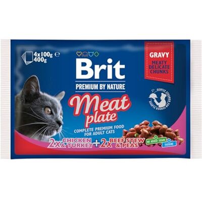 Brit Premium natvoer multipack voor katten, 2 smaken, vlees in saus, 4 x 100 g Brit Premium natvoer multipack voor katten, 2 smaken, vlees in saus, 4 x 100 g