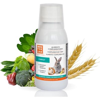 MENFORSAN COMPLET aanvullend voer voor knaagdieren, konijnen en fretten, 120ml Vitaliteit, energie en glans van de vacht MENFORSAN COMPLET aanvullend voer voor knaagdieren, konijnen en fretten, 120ml Vitaliteit, energie en glans van de vacht