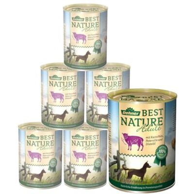 Dehner Best Nature Adult Hondenvoer, Lam en Aardappelen met Peterselie, 6 x 400 g (2,4 kg) Dehner Best Nature Adult Hondenvoer, Lam en Aardappelen met Peterselie, 6 x 400 g (2,4 kg)