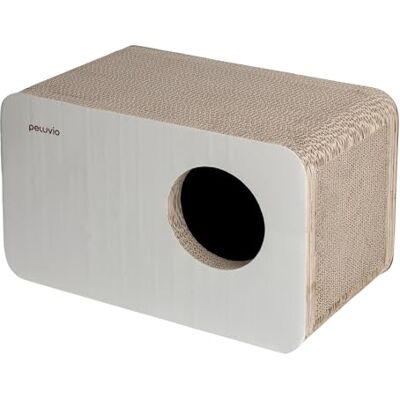 Peluvio Boxel Kartonnen Krabmeubel voor Katten, Krabkarton Duurzaam Golfkarton, Kattenhuis met Schuilplek, Rustplek en Kraboppervlak, Lichtgewicht Krabbed voor Binnenkatten, Slapen, 50x27x30 cm, Beige Peluvio Boxel Kartonnen Krabmeubel voor Katten, Krabkarton Duurzaam Golfkarton, Kattenhuis met Schuilplek, Rustplek en Kraboppervlak, Lichtgewicht Krabbed voor Binnenkatten, Slapen, 50x27x30 cm, Beige