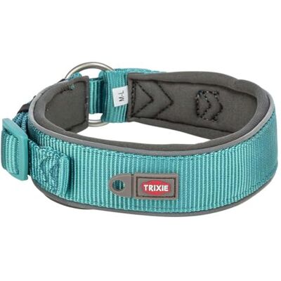 TRIXIE Premium halsband, extra breed, M-L, aqua/grafiet TRIXIE Premium halsband, extra breed, M-L, aqua/grafiet
