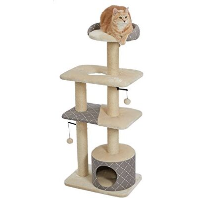 MidWest Homes for Pets Kattenboom; Toren kattenmeubilair, 5-laags kattenboom met sisal omwikkelde ondersteuning krabpalen en hoge kattenuitkijkbaars, paddestoel/diamantpatroon, grote kattenboom; Model MidWest Homes for Pets Kattenboom; Toren kattenmeubilair, 5-laags kattenboom met sisal omwikkelde ondersteuning krabpalen en hoge kattenuitkijkbaars, paddestoel/diamantpatroon, grote kattenboom; Model