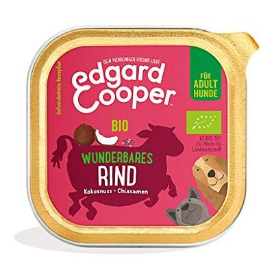 Edgard & Cooper Biologisch natvoer voor honden met biologisch rundvlees, graanvrij, eiwitrijk, zonder toegevoegde suiker, 17 x 100 g, hypoallergeen, voor volwassen honden Edgard & Cooper Biologisch natvoer voor honden met biologisch rundvlees, graanvrij, eiwitrijk, zonder toegevoegde suiker, 17 x 100 g, hypoallergeen, voor volwassen honden