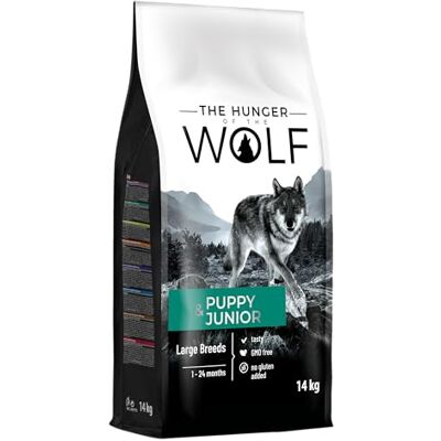 The Hunger of The Wolf Droog hondenvoer - Grote pups & jonge rassen - 14kg The Hunger of The Wolf Droog hondenvoer - Grote pups & jonge rassen - 14kg