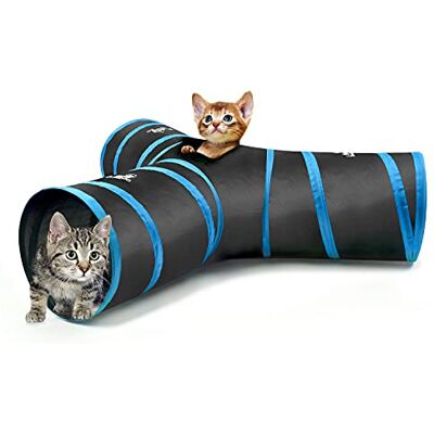 Pawaboo Kattenspeelgoed, kattentunnelbuis, 3-wegs tunnels, 25 x 40 cm, uitbreidbaar, opvouwbaar, kattenspeeltent, interactief speelgoed, doolhof, kattenhuis, bed met ballen en bellen voor kat, kitten, Pawaboo Kattenspeelgoed, kattentunnelbuis, 3-wegs tunnels, 25 x 40 cm, uitbreidbaar, opvouwbaar, kattenspeeltent, interactief speelgoed, doolhof, kattenhuis, bed met ballen en bellen voor kat, kitten,