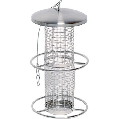 dobar ® 10041 Vogelvoederzuil met roestvrijstalen lus, voederstation voor wilde vogels, vogelvoederdispenser met net voor noten, voederdispenser van staal voor tuin/terras/balkon, Ø 14 cm x 26 cm, dobar ® 10041 Vogelvoederzuil met roestvrijstalen lus, voederstation voor wilde vogels, vogelvoederdispenser met net voor noten, voederdispenser van staal voor tuin/terras/balkon, Ø 14 cm x 26 cm,