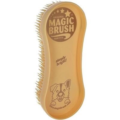 Kerbl MagicBrush Hond goud goudkleurig, 16,5 × 6,5 × 3 cm, kunststof borstel met lange flexibele borstelharen, eenvoudig afwasbaar Kerbl MagicBrush Hond goud goudkleurig, 16,5 × 6,5 × 3 cm, kunststof borstel met lange flexibele borstelharen, eenvoudig afwasbaar