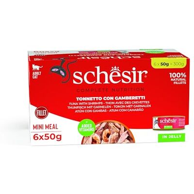 Schesir AGR.as Delic Kattenvoer, multipack, 6 x 50 g ton/garnalen Schesir AGR.as Delic Kattenvoer, multipack, 6 x 50 g ton/garnalen