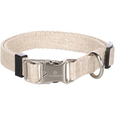 Flamingo Lago Hondenhalsband, beige, S, 30-45 cm, 15 mm, traploos verstelbaar, klikgesp en ring voor riem, verchroomd Flamingo Lago Hondenhalsband, beige, S, 30-45 cm, 15 mm, traploos verstelbaar, klikgesp en ring voor riem, verchroomd