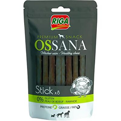 Riga Ossana, Stick X8 – lekkernij voor honden om op te kauwen, 100% natuurlijk – op basis van rundvleesproteïne – laag vetgehalte – zonder gluten of rundvlees – smaak kip Riga Ossana, Stick X8 – lekkernij voor honden om op te kauwen, 100% natuurlijk – op basis van rundvleesproteïne – laag vetgehalte – zonder gluten of rundvlees – smaak kip