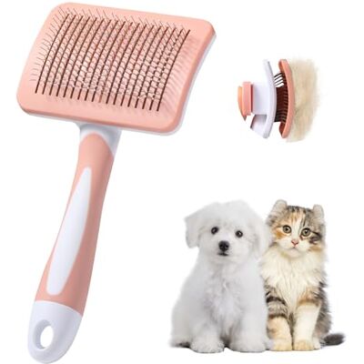 Vinabo Borstel voor honden en katten, zelfreinigend voor haren voor kleine honden, kattenborstel, huisdierborstel, voor honden en katten, verwijderen van tomentose, ondervacht, tangles-oranje Vinabo Borstel voor honden en katten, zelfreinigend voor haren voor kleine honden, kattenborstel, huisdierborstel, voor honden en katten, verwijderen van tomentose, ondervacht, tangles-oranje
