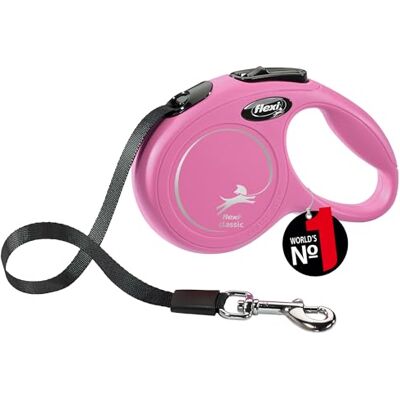 FLEXI Nieuwe Klassieke Intrekbare Lead Tape, Roze, Extra Klein, 3m, 12kg FLEXI Nieuwe Klassieke Intrekbare Lead Tape, Roze, Extra Klein, 3m, 12kg