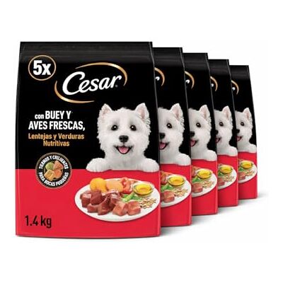 Cesar Cibo Secco per Cani Adulti met verse appel, pollame en groenten, 5 confettioni à 1,4 kg Cesar Cibo Secco per Cani Adulti met verse appel, pollame en groenten, 5 confettioni à 1,4 kg