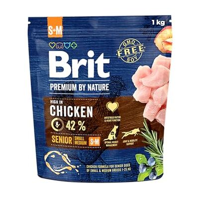 Brit Premium by Nature Senior S/M droogvoer voor kleine tot middelgrote hondenrassen, compleet voer, ondersteunt de spijsvertering, gewrichten en afweerkrachten, 1 kg Brit Premium by Nature Senior S/M droogvoer voor kleine tot middelgrote hondenrassen, compleet voer, ondersteunt de spijsvertering, gewrichten en afweerkrachten, 1 kg