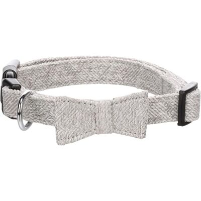Flamingo Hond Halsband met strik Nelson Grijs M 35-50cm 20mm Flamingo Hond Halsband met strik Nelson Grijs M 35-50cm 20mm