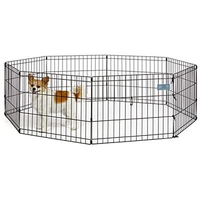 MidWest Homes for Pets Opvouwbare metalen hondenoefenpen en huisdierbox zonder deur, inclusief aardingspalen en biedt 1,5 meter speelruimte, 46 cm hoog, zwart E-gecoat, 550-18 MidWest Homes for Pets Opvouwbare metalen hondenoefenpen en huisdierbox zonder deur, inclusief aardingspalen en biedt 1,5 meter speelruimte, 46 cm hoog, zwart E-gecoat, 550-18