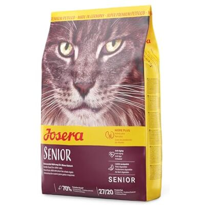 Josera Senior Kattenvoer voor oudere katten of katten met chronische nierinsufficiëntie, super premium droogvoer, 1 stuk Josera Senior Kattenvoer voor oudere katten of katten met chronische nierinsufficiëntie, super premium droogvoer, 1 stuk