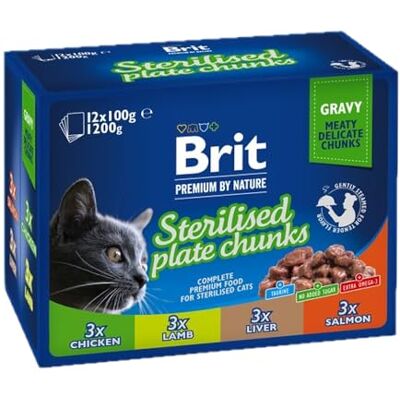 Brit Premium Cat Sterilised Plate - Natvoer voor katten - 12X100g Brit Premium Cat Sterilised Plate - Natvoer voor katten - 12X100g