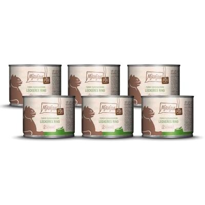 MjAMjAM Premium natvoer voor katten heerlijk puur rundvlees, pak van 6 (6 x 200 g), graanvrij met extra vlees MjAMjAM Premium natvoer voor katten heerlijk puur rundvlees, pak van 6 (6 x 200 g), graanvrij met extra vlees