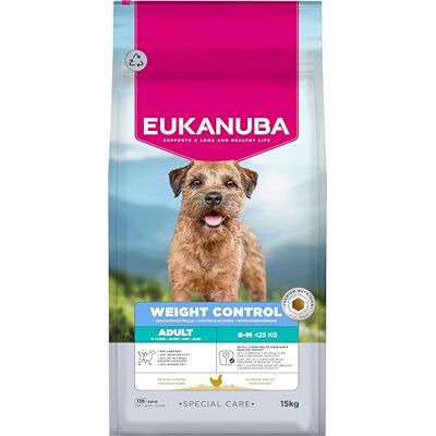 Eukanuba Weight Control Hondenvoer met kip, voor kleine en middelgrote rassen, vetarm Special Care droogvoer voor gewichtsbehoud of voor dieet bij overgewicht, 2,3 kg Eukanuba Weight Control Hondenvoer met kip, voor kleine en middelgrote rassen, vetarm Special Care droogvoer voor gewichtsbehoud of voor dieet bij overgewicht, 2,3 kg
