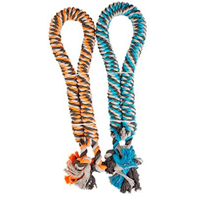 duvoplus , Touw van katoen, gedraaid, met knopen, Ø 4,4 cm 120 cm, blauw/oranje, speelgoed, blauw/oranje, hond duvoplus , Touw van katoen, gedraaid, met knopen, Ø 4,4 cm 120 cm, blauw/oranje, speelgoed, blauw/oranje, hond
