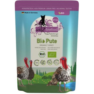 Catz finefood Organic Bio kattenvoer, kalkoen, monoproteïne natvoer in biologische kwaliteit voor katten, diervriendelijke voeding met 94% vleesgehalte, Made in Germany, 6 x 85 g Catz finefood Organic Bio kattenvoer, kalkoen, monoproteïne natvoer in biologische kwaliteit voor katten, diervriendelijke voeding met 94% vleesgehalte, Made in Germany, 6 x 85 g