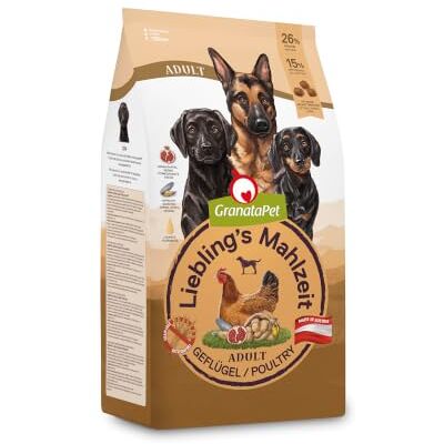 GranataPet Lieblings's Maaltijd Volwassen Gevogelte, 1,8 kg, droogvoer voor honden, hondenvoer zonder granen en zonder suikertoevoegingen, volledig voer GranataPet Lieblings's Maaltijd Volwassen Gevogelte, 1,8 kg, droogvoer voor honden, hondenvoer zonder granen en zonder suikertoevoegingen, volledig voer