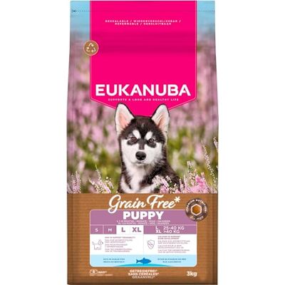 Eukanuba Puppyvoer granenvrij met vis voor grote rassen, premium droogvoer zonder granen voor junior honden, 3 kg Eukanuba Puppyvoer granenvrij met vis voor grote rassen, premium droogvoer zonder granen voor junior honden, 3 kg