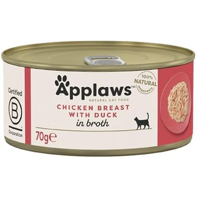 Applaws 100% natuurlijk natte kattenvoer, kip met eendenblik, 70 g (pak van 24),Meerkleurig Applaws 100% natuurlijk natte kattenvoer, kip met eendenblik, 70 g (pak van 24),Meerkleurig